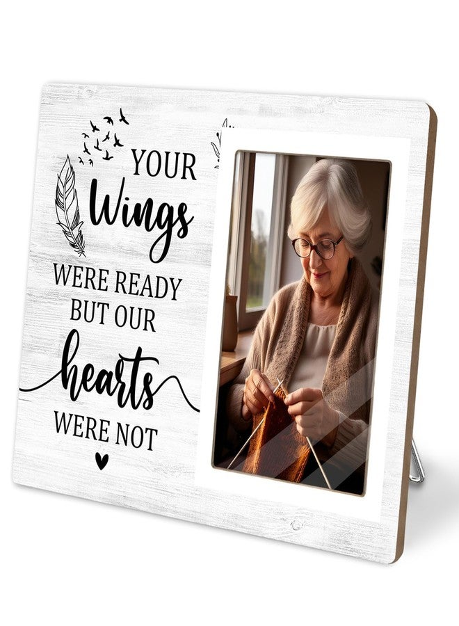 KLYTINK Memorial Photo Frame, Sympathy Gift for Loss Loved Ones, in My Heart, in Loving Memory Wooden Picture Frame, Passed Away Condolence Gifts for Memorial Death Loss of Loved(White-Heart 4 x 6 Photo) - Image 1